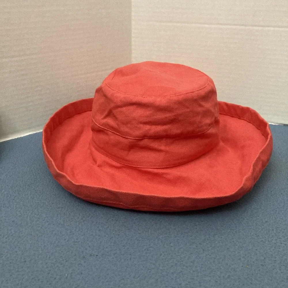 Scalia Collezione Women's Coral Canvas One Size Lined Upbrim Adjustable Sun Hat